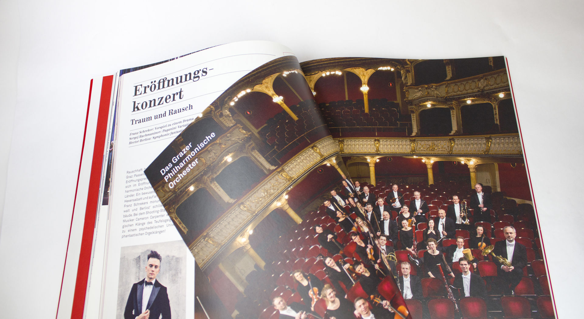 Magazin, Jahresvorschauheft, Klebebindung, UV-Lack, innen, Opernhaus Graz
